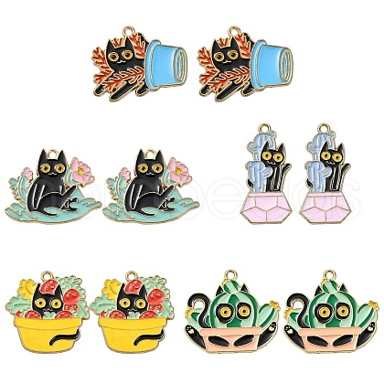 10Pcs 5 Styles Alloy Enamel Pandants FIND-YW0005-71-1