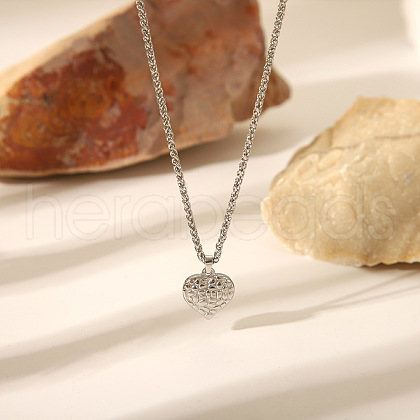 Vintage Stainless Steel Portrait Pendant Wheat Chain Necklaces HP6394-2-1