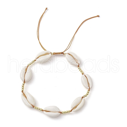 Summer Beach Shell Braided Bead Adjustable Bracelets for Women Men BJEW-JB10375-1