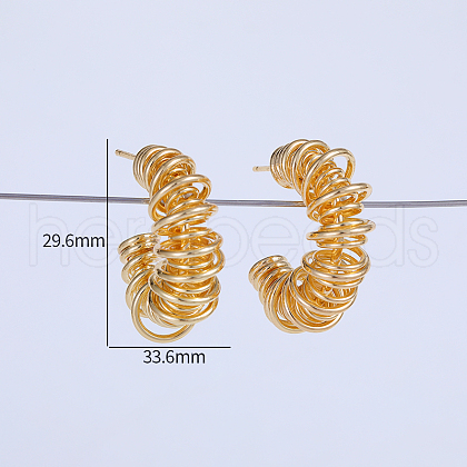 Large C-shaped Coil Wrapped Brass Stud Earrings BU4087-1