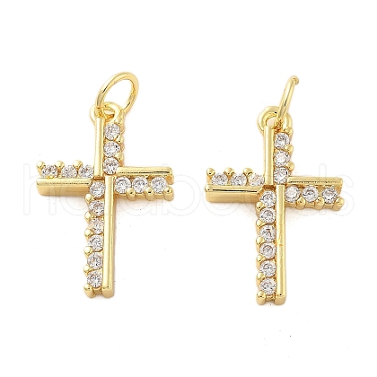 Brass Micro Pave Cubic Zirconia Pendants KK-C092-21E-G-1