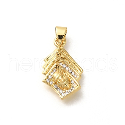 Rack Plating Brass with Cubic Zirconia Pendants KK-Z086-36G-1