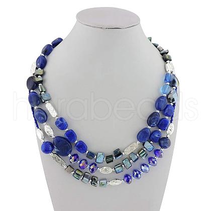 Retro Acrylic 3 Layer Nuggets Beaded Necklaces for Women FS-WGC2D13-01-1