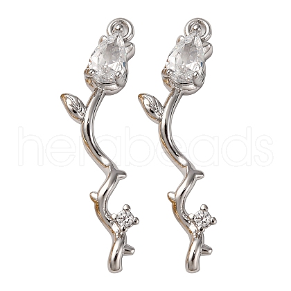 Brass Micro Pave Clear Cubic Zirconia Pendants KK-Z112-47S-1