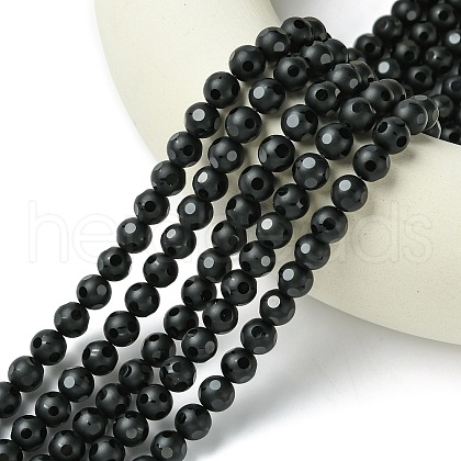 Natural Black Onyx Round Bead Strands G-L271-02-8mm-1