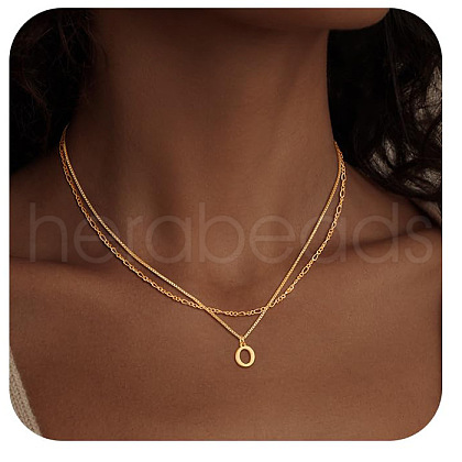 Alloy Initial Pendant Double Layer Necklaces for Women Men WG365C5-15-1