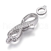Brass Micro Pave Cubic Zirconia Lobster Claw Clasps ZIRC-M108-03A-P-2