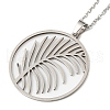 201 Stainless Steel Feather Pendant Necklace with Cable Chains NJEW-Q317-22P-2