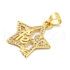 Rack Plating Brass Micro Pave Clear Cubic Zirconia Pendants KK-B091-49G-03-2
