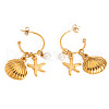 Summer Shell Starfish Stainless Steel Stud Earrings ME5016-4-2