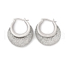 Brass Clear Cubic Zirconia Hoop Earrings EJEW-R025-36P-2