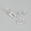Vintage S925 Sterling Silver Twist Oval Dangle Stud Earrings CB7127-3