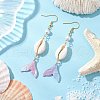 Mother's Day Jewellery Shell Pearl Dangle Earrings EJEW-TA00626-1