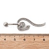Alloy Rhinestone Snake Curved Barbell Belly Rings AJEW-R007-03P-02-5
