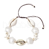 3Pcs Natural Mixed Cowrie Shell Bead Braided Bead Bracelets BJEW-JB11862-3