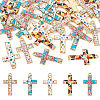  30Pcs 5 Colors Rack Plating Golden Tone Alloy Mosaic Style Pendants ENAM-TA0001-65-1