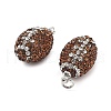 Polymer Clay Rhinestone Pendants CLAY-NH0001-02-2