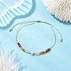 Adjustable Natural Carnelian & Red Jasper & Quartz Crystal Braided Bead Bracelets for Women BJEW-JB11619-01-1