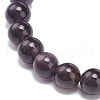 Natural Amethyst Round Beaded Stretch Bracelet with Bullet Charms BJEW-JB09018-04-5