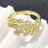 Brass Micro Pave Cubic Zirconia Cuff Rings for Women RJEW-D322-05G-2