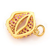 Brass Micro Pave Cubic Zirconia Charms KK-I672-18G-A-2