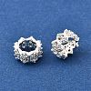 Wave Flat Round Brass Micro Pave Cubic Zirconia European Beads KK-K300-07B-S-2