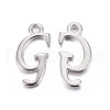 Platinum Plated Alloy Letter Pendants PALLOY-P097-02-G-1
