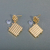 Square Weave Brass Stud Earrings QK1999-2