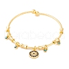 Brass Pave Clear & Black Cubic Zirconia Charm Bangles for Women BJEW-S147-20C-G-1