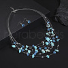 Alloy & Synthetic Turquoise Chip & Resin Multilayer Necklaces & Dangle Earrings Sets FS-WG2F3F6-01-1