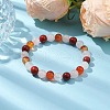 8mm Round Natural Red Jasper & Rose Quartz & Carnelian & Quartz Crystal Beaded Stretch Bracelets for Women X-BJEW-JB10625-04-2