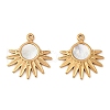 304 Stainless Steel Natural White Shell Pendants STAS-L288-13G-02-1