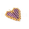 Handmade Glass Seed Beaded Heart Charms PALLOY-MZ00609-3