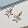 Star Sterling Silver Micro Pave Cubic Zirconia Hoop Earring for Women US7250-3