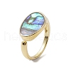 Brass with Abalone Shell Adjustable Rings RJEW-K257-53G-2