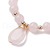 Natural Rose Quartz Stretch Bracelets with Teardrop Charms for Women BJEW-JB10110-04-3