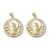 Brass Pave Shell Pendants KK-I708-16C-G-1