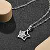 304 Stainless Steel Crystal Rhinestone Double Star Pendant Cable Chain Necklaces NJEW-Z056-02B-P-1