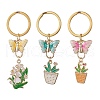 3Pcs Potted Plant & Butterfly Alloy Enamel Pendant Keychains KEYC-JKC01160-1