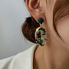 Oval with Flat Round Zinc Alloy Dangle Stud Earrings FS-WGBAFE0-01-3
