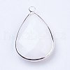 Silver Color Plated Brass Glass Teardrop Pendants X-GLAA-M006-A-22S-2