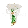Handmade Glass Beaded Flower with Bowknot Pendants PALLOY-MZ00753-01-1