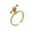 Brass Enamel Open Cuff Rings for Women RJEW-F179-08G-01-2