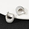 Oval Brass Micro Pave Clear Cubic Zirconia Hoop Earrings EJEW-S277-10P-A-2