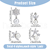 FIBLOOM 4 Pairs 4 Style Brass Micro Pave Cubic Zirconia Stud Earrings with Plastic Imitation Pearls EJEW-FI0003-11-9