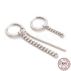 Anti-Tarnish Rhodium Plated 925 Sterling Silver Huggie Hoop Earrings EJEW-H101-03P-3
