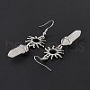 Natural Quartz Crystal Bullet with Sun Dangle Earrings EJEW-I276-01P-20-5