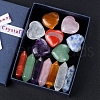 14Pcs Chakra Heart & Hexagonal Prism Mixed Natural Gemstone Healing Stones Set PW-WG55180-01-3