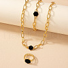 Hexagon Alloy Enamel Cable Chain Necklaces & Bracelets & Rings Sets FS-WGE6E3B-01-3