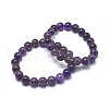 Natural Amethyst Bead Stretch Bracelets X-BJEW-K212-B-034-1